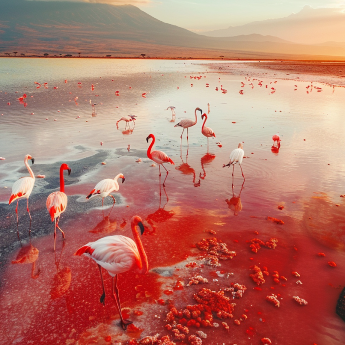 flamingo in lake natron